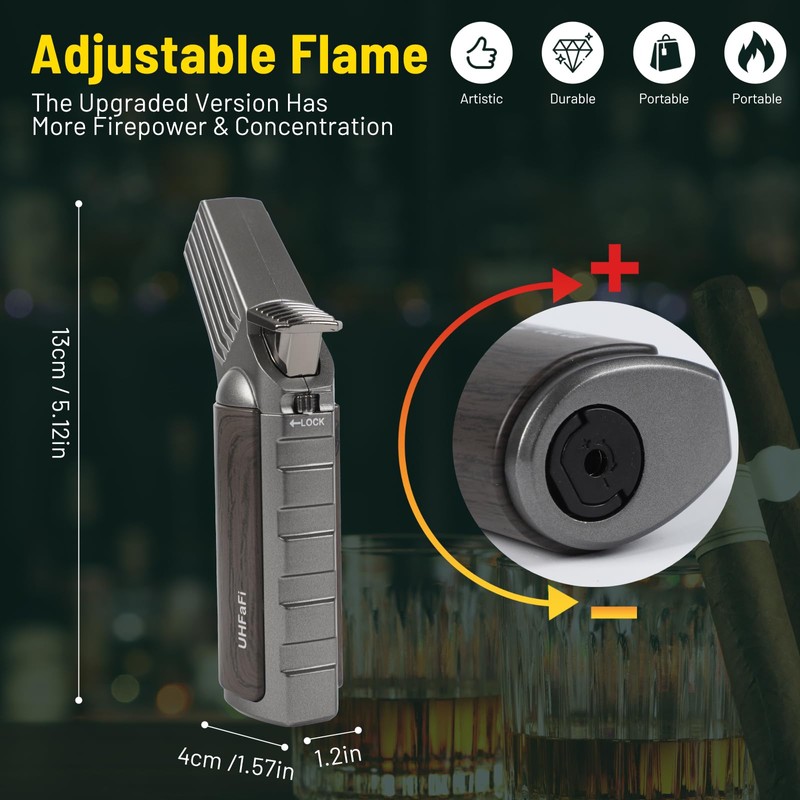 Kitchen Cooking Butane Torch Lighter with Safety Lock ，Lock Fire