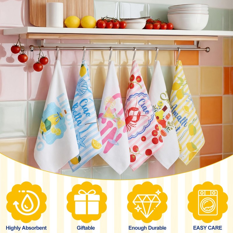 HunnmingRe 6 Pcs Italian Kitchen Towels 24 x 16 Inch