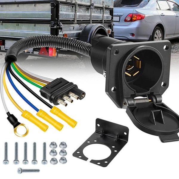 Unbranded 4 Pin Flat to 7 Way Round RV Trailer