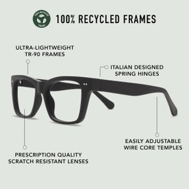 LOOK OPTIC Cosmo Progressive Reader - Stylish Unisex Reading Glasses, Prescription-Quality (1, Black)