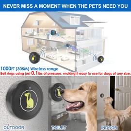 Dog doorbell, Watrerproof Super-Light Touch Wireless DoorBell (2 Receiver 3 Transmitter)