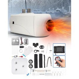 PHILTOP Diesel Heater 12V 5KW, Air Diesel Heater Parking Heater Single Hole, White Diesel Air Heater for Tent, Car, RV, Truck, Camper, Trailer, Motorhome
