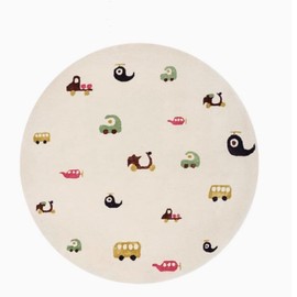 Poowe Round Kids Play Rug 2.6ft, Soft Faux Wool Kids Car/Truck Play Mat Children Rug for Bedroom Living Room Playroom