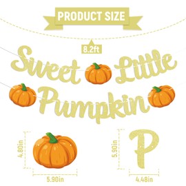 Sweet Little Pumpkin Banner - Pumpkin 1st Baby Shower Party Decor, Fall Theme Birthday Party Sign, Autumn A Little Pumpkin is on the Way Decor Gold Glitter
