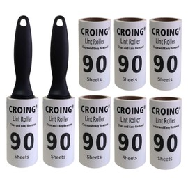 CROING 𝙇𝙞𝙣𝙩 𝙍𝙚𝙢𝙤𝙫𝙚𝙧𝙨 Extra Sticky Lint Rollers and Refill Set with 2 Handles and 720 Sheets