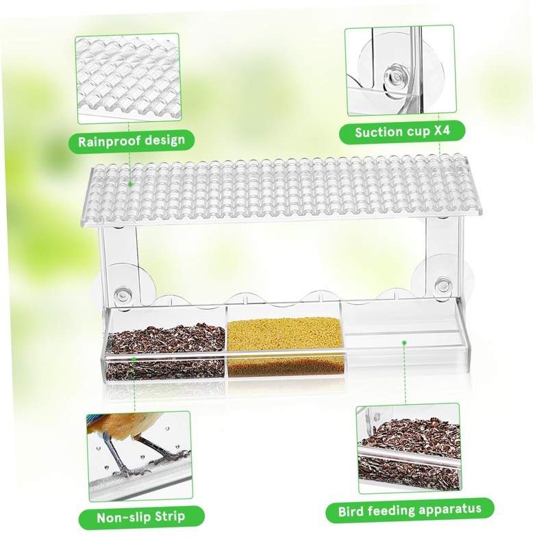 Hohopeti Bird Feeder Suction Cup Sturdy Outdoor Window Bird Feeder
