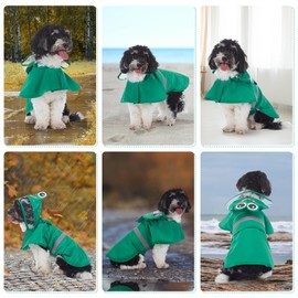 Norbi Dog Raincoat Clear Hooded, Adjustable Reflective Dog Rain Jacket, Cute Lightweight Dog Hooded Raincoat with Leash Hole