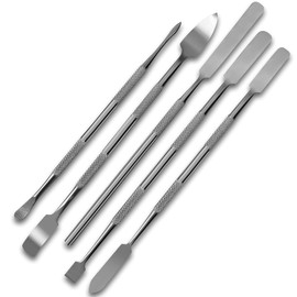 SURGICAL ONLINE Juego de 5 espátulas de metal, herramientas de acero inoxidable de doble cara, acabado de espejo alto, agarres de dedo integrados.