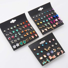 NEWITIN 52 Pairs Multicolor Jewelry Set for Women Fashion Costume Jewelry Multicolor Plated Earrings Studs Earrings Set for Women