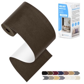 KING MOUNTAIN Couch Fabric Repair Patch, Fabric Patches for Furniture, 4" x 63" Waterproof Velvet Repair Tape for Sofas, Car Seats, Furniture, Upholstery Fabrics and Velvet Goods. （Coffee）