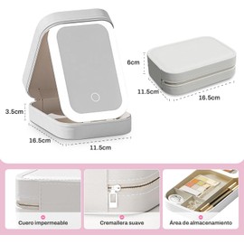 Caja de maquillaje con espejo LED ajustable – AntSay – 3 colores