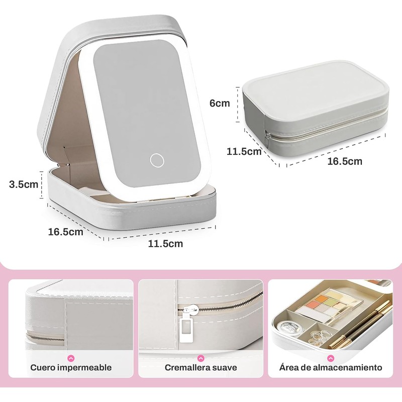 Caja de maquillaje con espejo LED ajustable – AntSay –