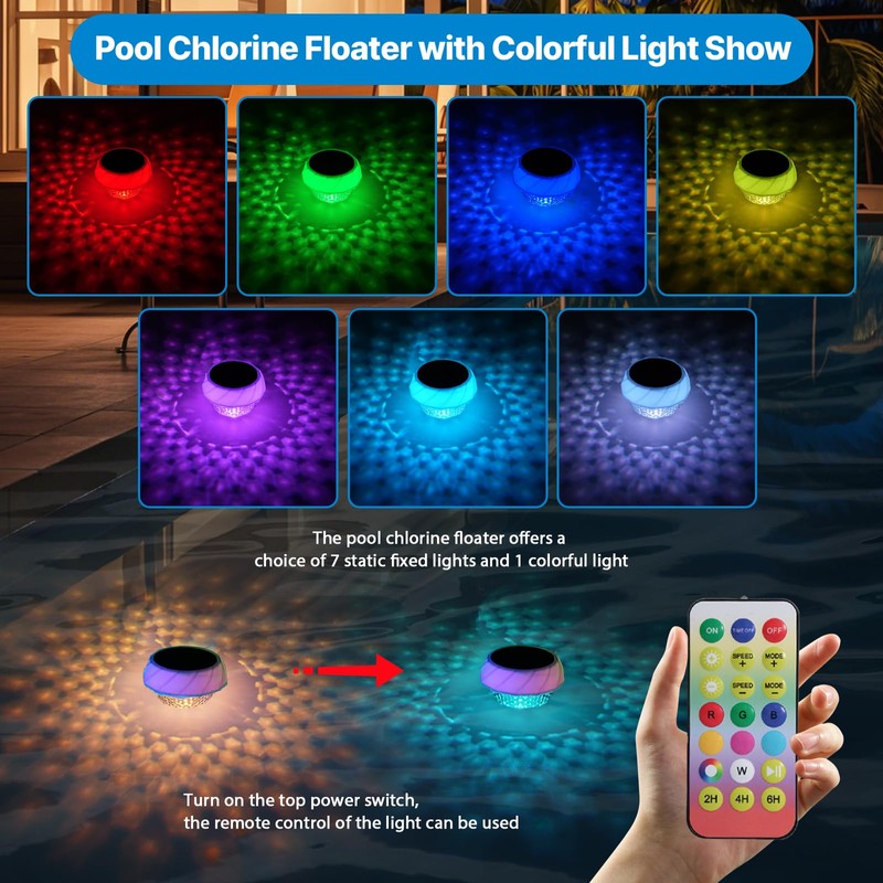 VloEssic Solar Pool Chlorine Floater 2PCS, Chlorine Tablet Floater with