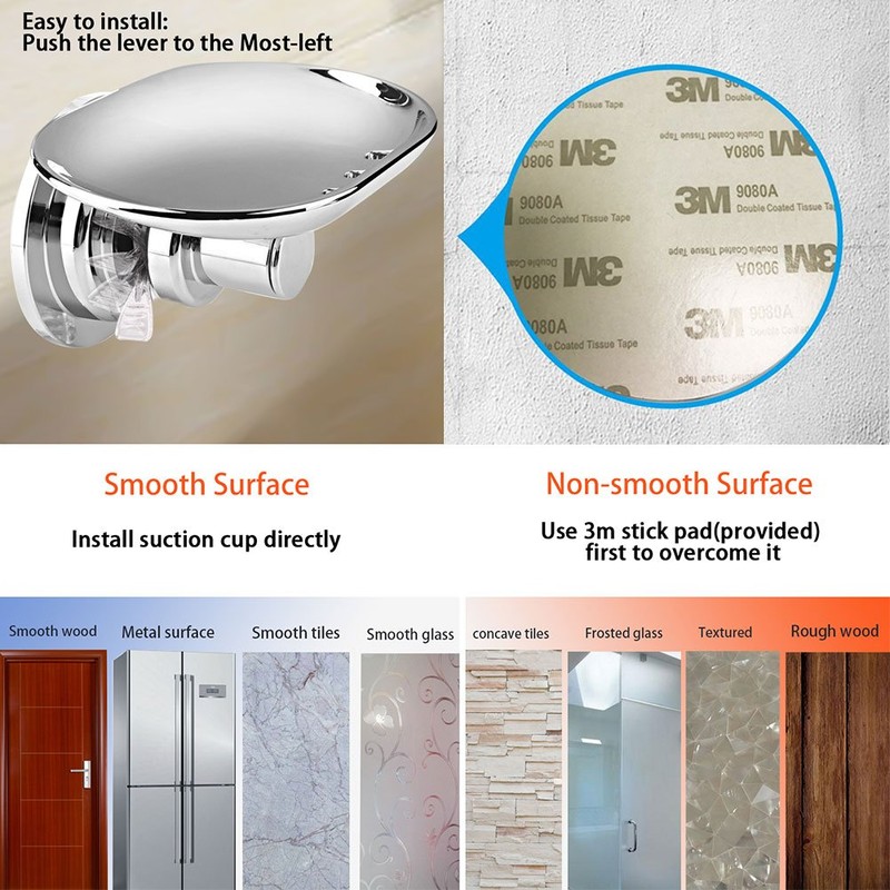 BOPai Elegant Suction Cup Soap Dish for Shower, Powerful Vacuum