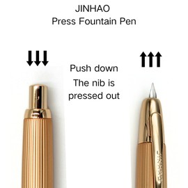 Jinhao 10 Press Fountain Pen for Office Use - Retractable Fine Nib & Ink Converter Set, Golden Clip(F,Brushed Matt Gold)