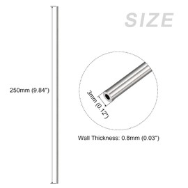 METALLIXITY 304 Stainless Steel Tubing 3mm OD x 0.8mm Wall Thickness x 250mm Length 4pcs Straight Tube for Home Furniture Machinery