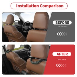 Linskip Paracord Headrest Grab Handles, Rear Seat Passenger Handle Assist Support, Universal Car Seat Accessories, Interior Accessories(Black/Olive)