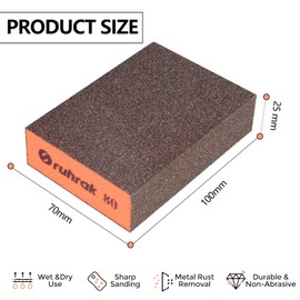 Sruhrak Sanding Block 12 Pieces Hard Sanding Sponges, 220 Grits Wet Dry Reusable Sanding Pads for Wood, Plastic, Drywall and Metal Polis