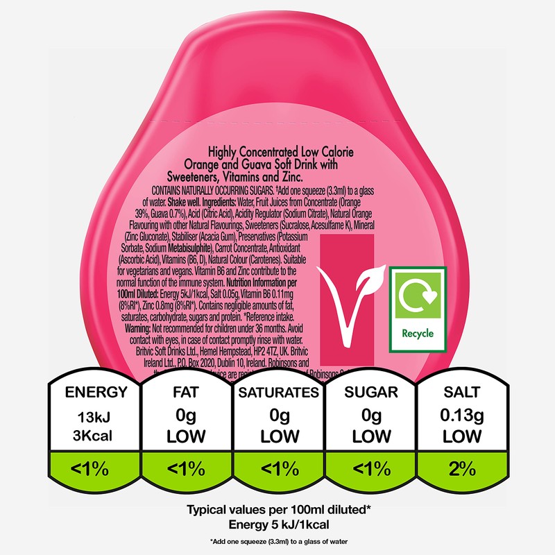 Robinsons Immunity Benefit Drops Orange & Guava, with vitamin B6