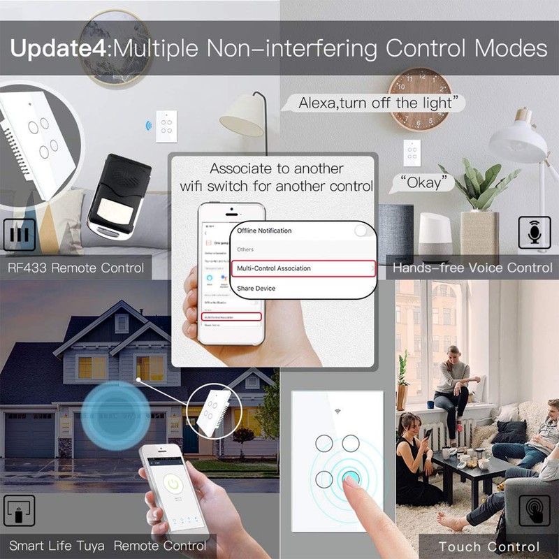 Smart Switch Wireless Voice Control Timed Use APP Control 4