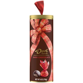 DOVE Truffles Dark Chocolate Christmas Candy Tin Holiday Gift, 6 Oz Tube