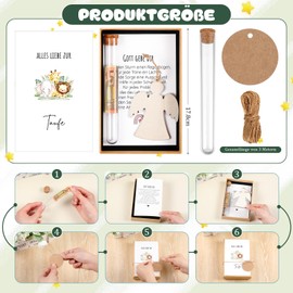 Hestya Money Gifts for Christening Gifts for Girls Boys Godchild Money Christening Gifts Money Gifts Packaging with Test Tube Wooden Angel Christening Card for Birth Voucher Seeds (Animal)