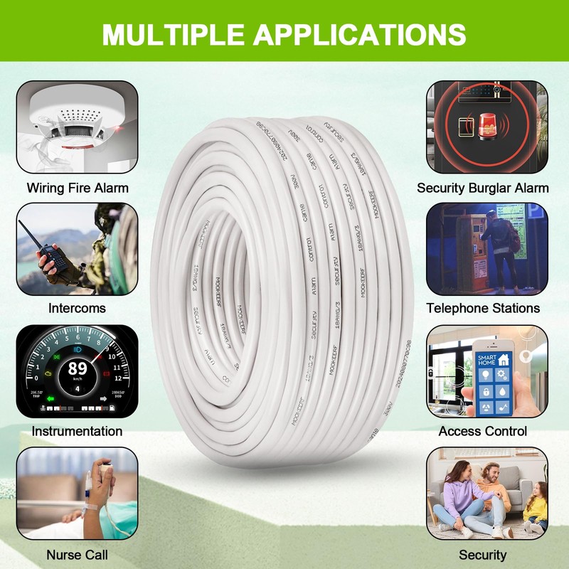 MOOKEERF 18/3 Shielded Wire 18 AWG 3 Conductor Stranded Shielded