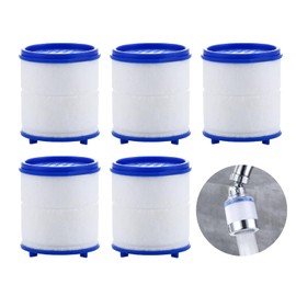 5Pcs Bathroom Sink Filter Elements, PP Cotton and Calcium Sulfite Balls Double Filtration to Remove Chloro Fluoro Metals, Water Faucet Filter Element Water Filter Accessories