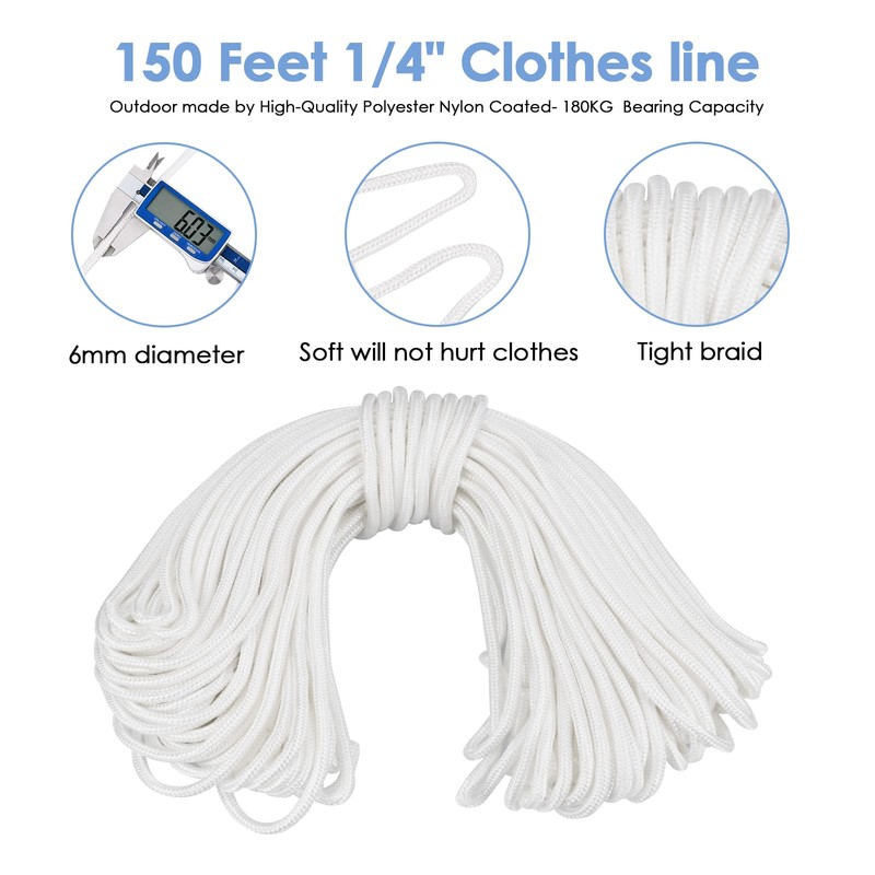 TooTaci Outdoor Clothesline Kit, 5" Nylon Clothes Line Pulley Kit,