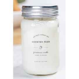 Antique Candle Co.® Country Pear 16 Ounce Soy Wax Candle, 80 Hour Burn Time, Cotton Wick, Mason Jar Candle (Country Pear by Cotton Stem)