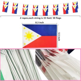 Krmkot Philippines Filipino String Flag Pennant Banner, Small Mini Philippines Filipino Bunting Banner National Country Decoration for School, Party, Patriotic Festival, 66 Feet 60 Flags