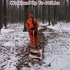 3Pcs Deer Drag Rope with Non-slip Handle, Heavy Duty Deer Drag Strap Hunting Dragging Pull Rope, Strong Bearing Capacity Deer Dragging Harness Deer Hunting Accessories for Big and Small Game, Orange