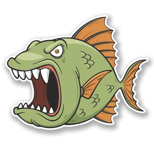 2 x Angry Fish Vinyl Sticker Decal Bike Laptop Car