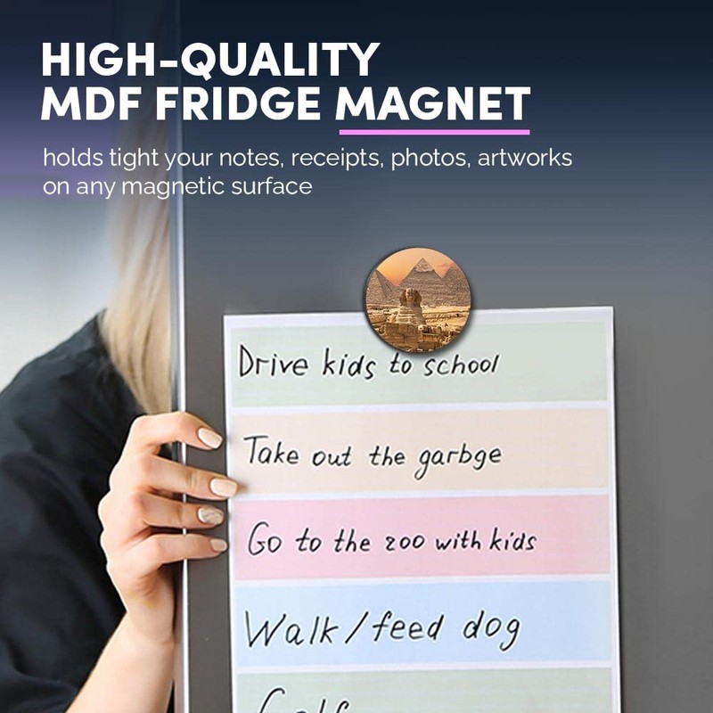 1x Round MDF Magnet 6cm - The Sphinx & Pyramids