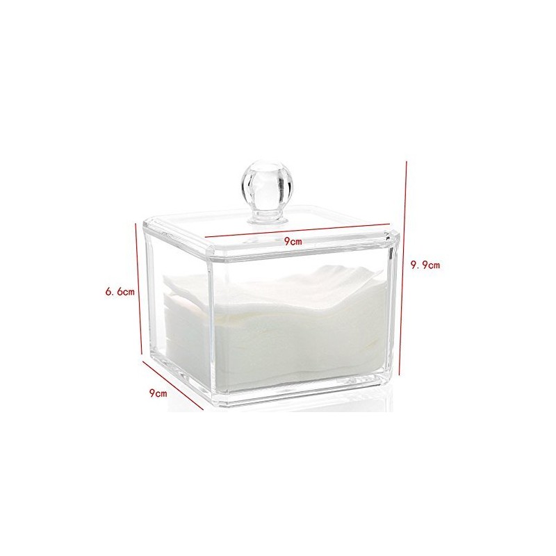 Kamay's Transparent Cube Cotton Ball Pad Swabs Q-Tips Make Up