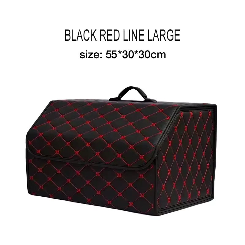 Foldable PU Leather Car Trunk Organizer with Lid, Large Capacity
