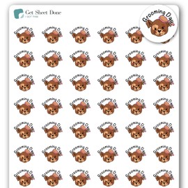 Grooming Day Appointment Planner Sticker / 54 Fun Vinyl Stickers (1/2”) / Dog Kitty Cat Care Reminder/Chores Groomer/Productivity Life/Bullete Journaling Bujo (1 Sheet, Dog, Matte Vinyl)