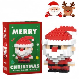 Christmas Building Blocks,DIY Christmas Blocks,Christmas Building Blocks Theme Decor,Mini Buildings Figures,Micro Blocks Stacking Toys,Holiday Present Christmas Stocking Stuffers,Gifts(Santa Claus)