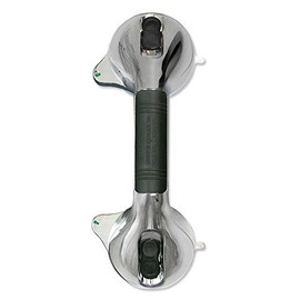 Grip Handle with Suction Cups - Safety Indicator - ABS Plastic, Chrome Colour by ET