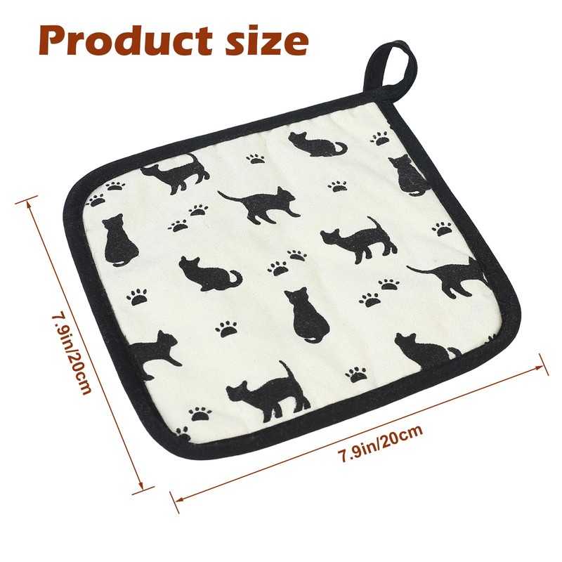 Pot Holders for Kitchen Hot Pads with Pocket Cat Pattern