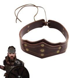 XGOPTS Medieval Knight Leather Crown Retro Viking Lace-up Headdress with Rivet Steampunk Viking Warrior Fancy Dress Costume Headpiece Adjustable LARP Ren Faire Costume Outfit Headwear