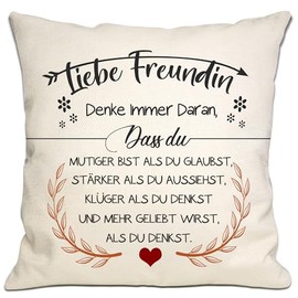 Bommex Du mutiger bist als du glaubst Cushion Covers for Friends Women Girls Inspirational Gift for Dear Boyfriend Birthday Graduation (Girlfriend)