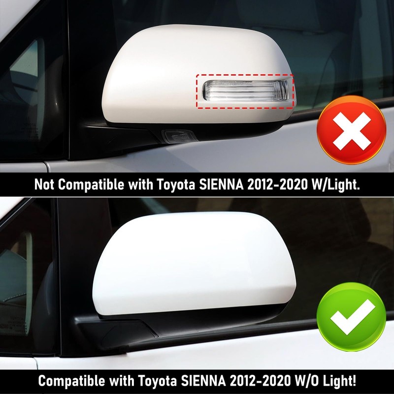 Compatible with 2012-2020 Toyota Sienna Left Driver Side Mirror Cap