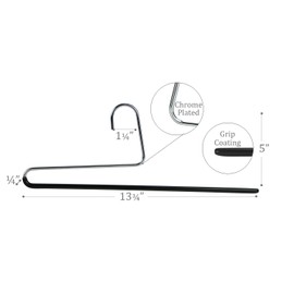 Mawa by Reston Lloyd Trouser Series Non-Slip Space-Saving Clothes Hanger with Single Rod for Pants, Style KH/1, Set of 4, Black