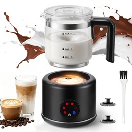 JXXM Electric Milk Frother, 6 in 1 Milk Steamer,17oz Automatic Warm and Cold Foam Maker for Coffee,Latte, Cappuccino, Macchiato, Hot Chocolate (Black)