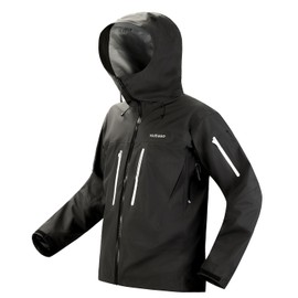 YOMEGO Hooded Functional Jacket Outdoor Waterproof Coat for Hiking,Camping, Seamless Windbreaker Rain Jacket for Women or Men (as1, alpha, s, regular, regular, Black)