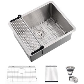 Hovheir Stainless Steel Undermount Laundry Sink - 21x18x12, 16 Gauge Single Bowl Deep Utility Sink for Outdoor or Laundry Room