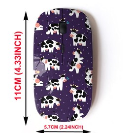CJCBROES 2.4G Wireless Mouse with Cute Pattern Design for All Laptops and Desktops with Nano Receiver - Funny Cows Farm
