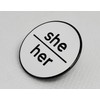 She Her Pronoun Pin White Hard Enamel Black Metal Lowercase