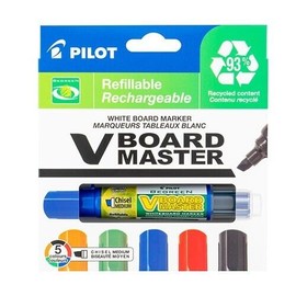 Pilot BeGreen V Board Master Dry Erase Marker Chisel Med 5/Pk Asst School Office